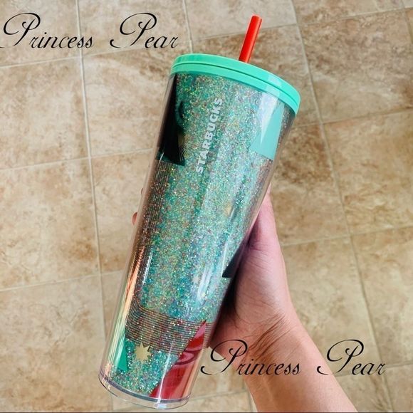 5/$100 Starbucks Holiday 2020 Venti Tumbler Teal Glitter - Picture 5 of 5